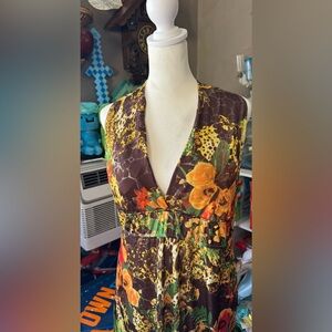 Seductions Brown Floral V-Neck Maxi Dress